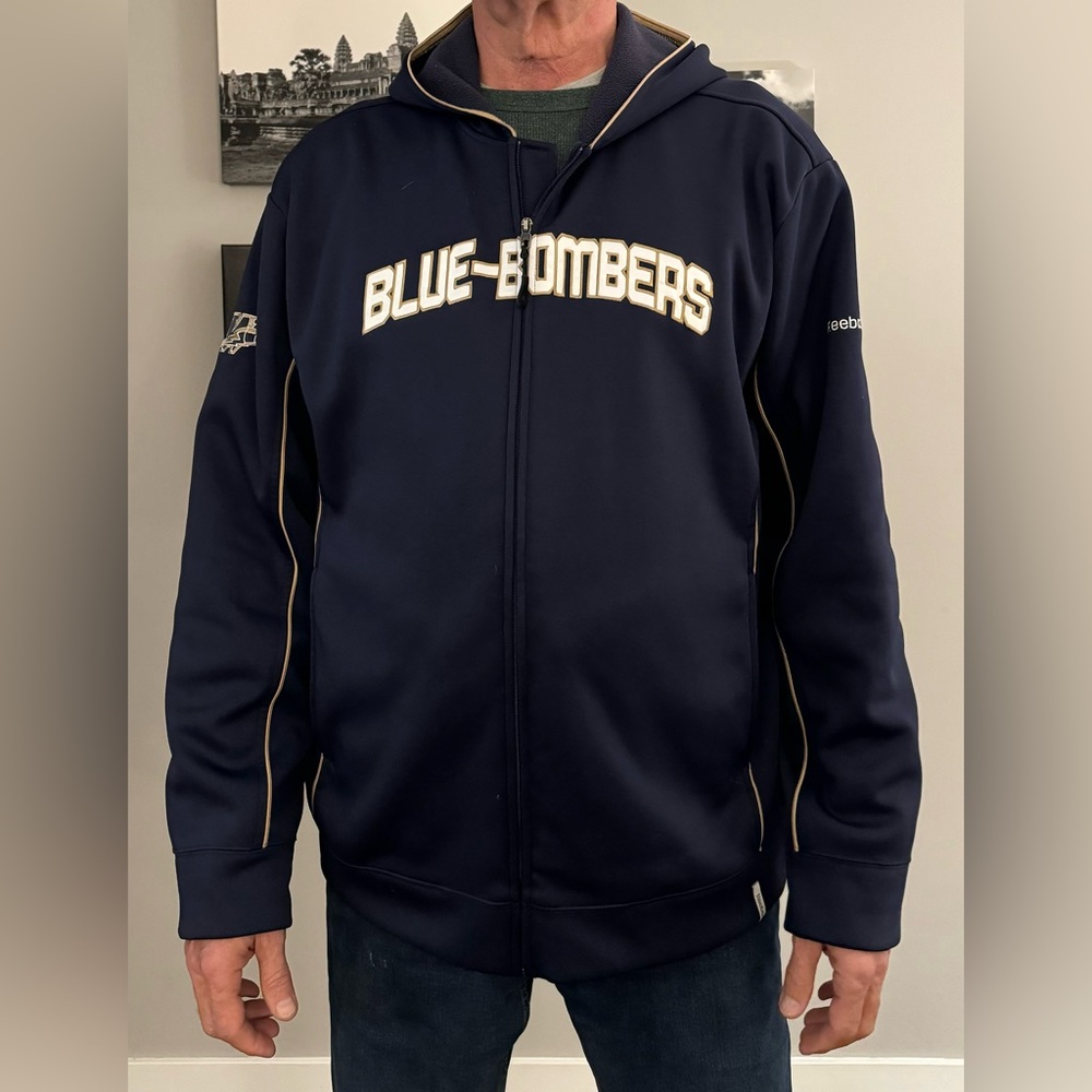 Reebok official Winnipeg Blue Bombers Navy XL Full-Zip Hooded Jacket CFL